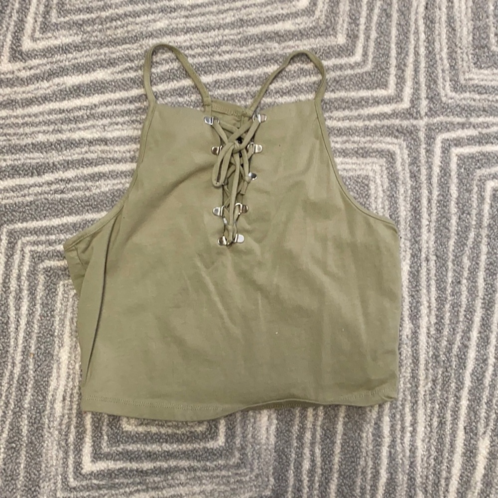Cropped tank too with lace up front